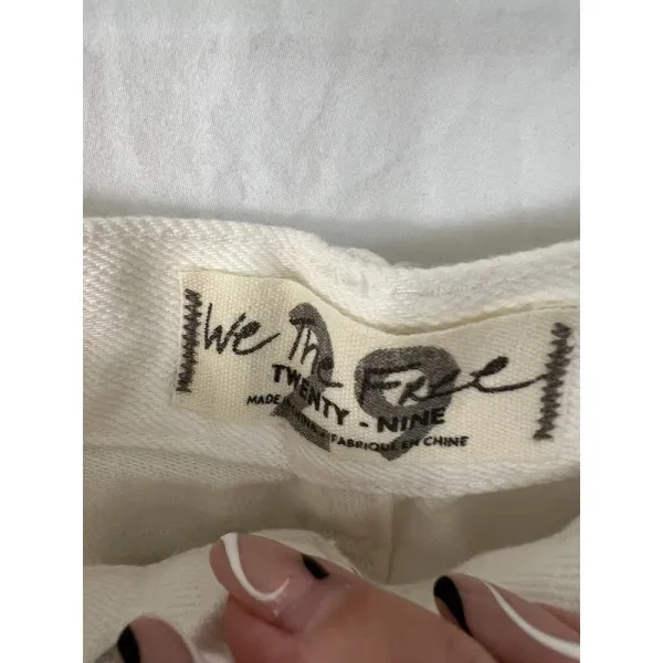 We The Free People High Rise Festival Shorts‎ Raw Hem White Size 29 Button Fly - Image 2