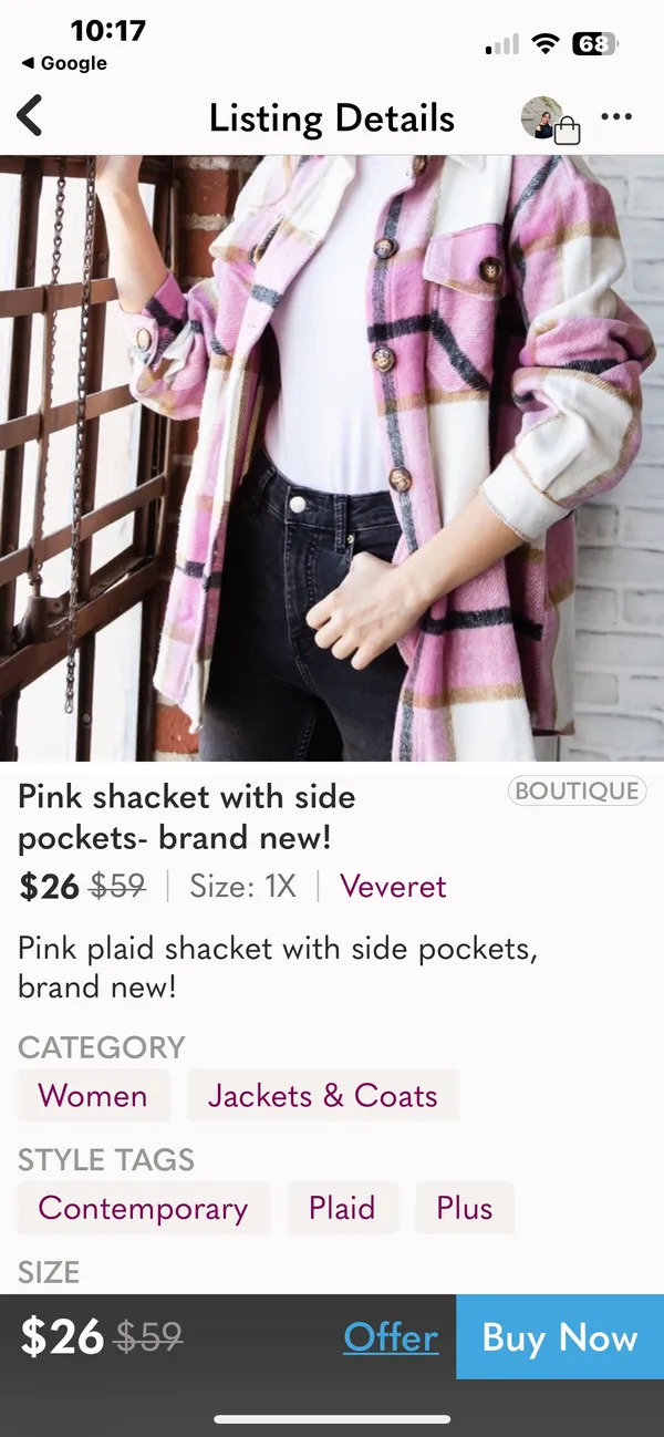 Pink Flannel Shackleton Size 3XL By Veveret - Image 3
