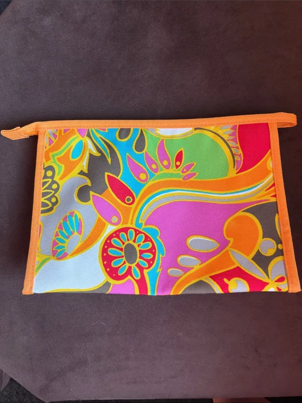 Trina Turk Orange Multicolor Floral Cosmetic Pouch - Image 3