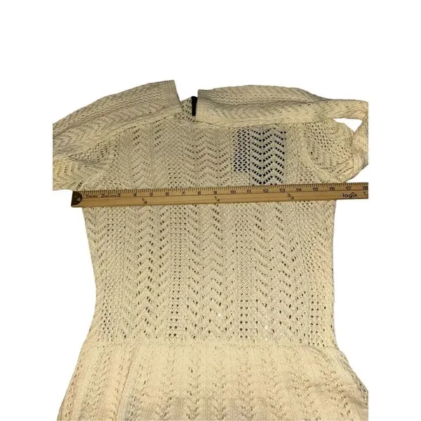 NWT Cynthia Rowley Pointelle Knit Peplum Sweater Dress Cream Size M - Image 5
