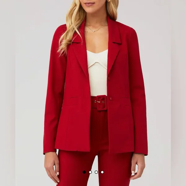 Set of 2 Show Me Your Mumu NWT Red Major Blazer Jacket & Dj Cropped Pants Size S - Image 2