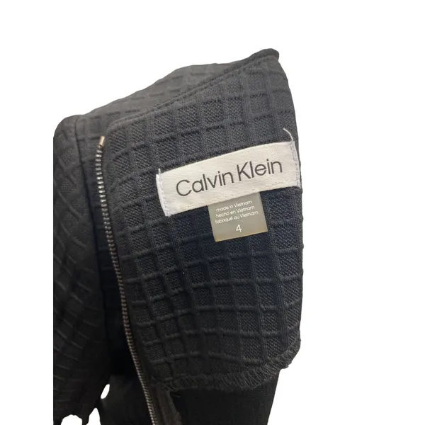 Calvin Klein SKU 498 Black Textured Short Sleeve Sheath Dress Size 4 - Image 7