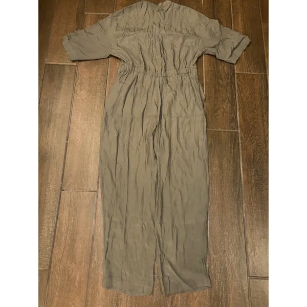 Calvin Klein Utility Jumpsuit 8 Olive Green Military Safari Button Front Pocket‎ - Image 8