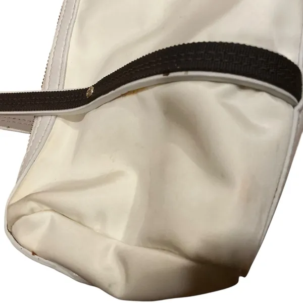 Kate Spade New York white and brown trim small nylon Tote handbag - Image 9