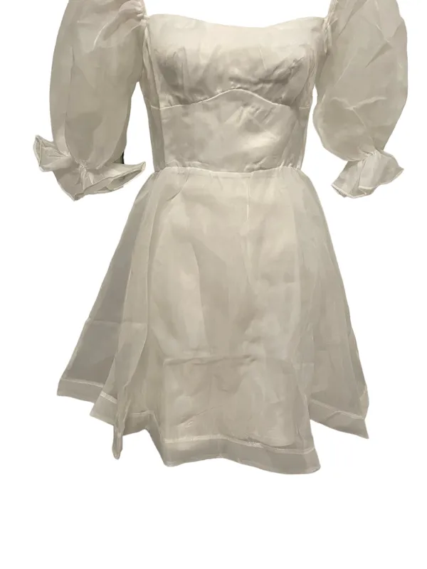 Hello Molly White Puff Sleeve Mini Dress - Image 7