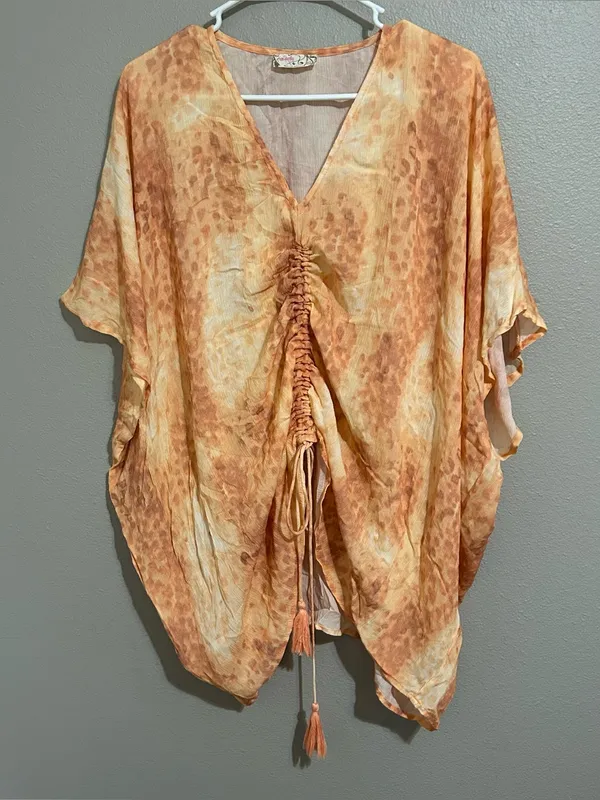 Free People Y2k Valencia Ruched Drawstring Kimono Swim Cover Up Women’s One Size - Image 3