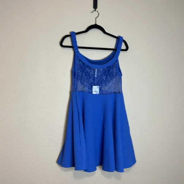 Free People Brooklyn Iris Blue Mini‎ Dress Size Large NWT - Image 8