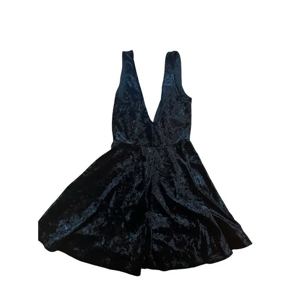 Lulus This Night Black Velvet Backless Skater‎ Dress Sz S - Image 6