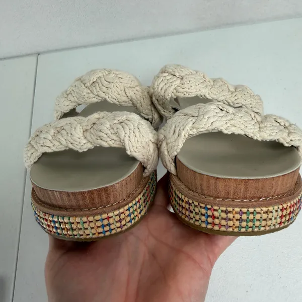 Johnny Was 6 Platform Slide Braided Rope Sandal Woven Trim Boho Festival Preppy - Image 11