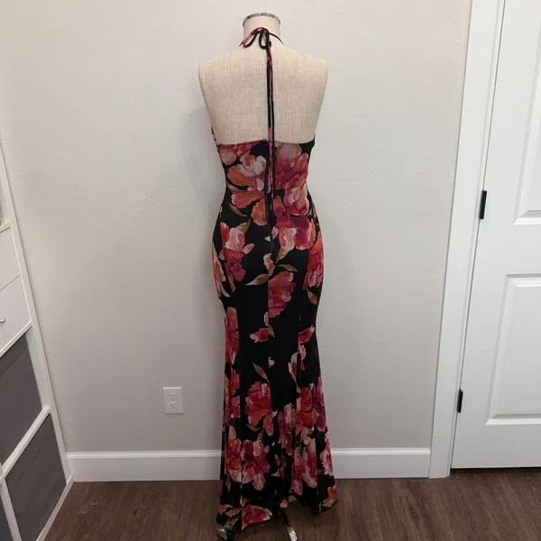 Windsor S Maxi Dress Malia Halter Floral Mesh Mermaid Ruched Formal Event Guest - Image 7