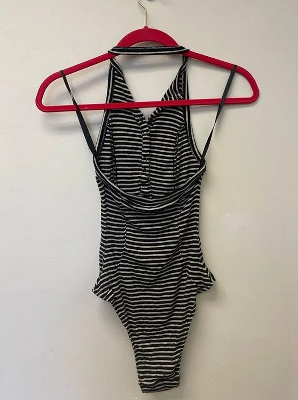 Urban Outfitters Out From Under Snap Front Halter Striped Bodysuit - Image 4