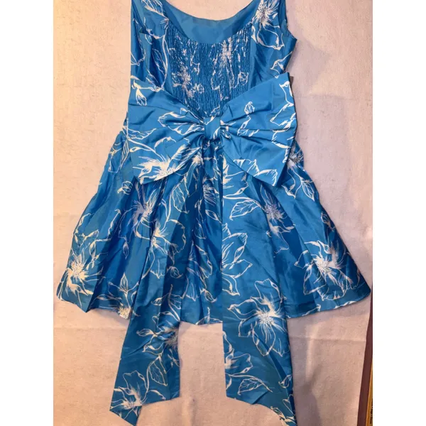 NWT Hutch Anthropologie Sleeveless Back-Bow Basque-Waist Mini Dress Blue Size L‎ - Image 4