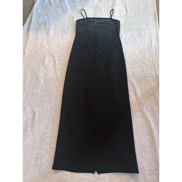Onyx Nite Black Silver Sequin Strapless Evening Dress~ Size 10 - Image 7
