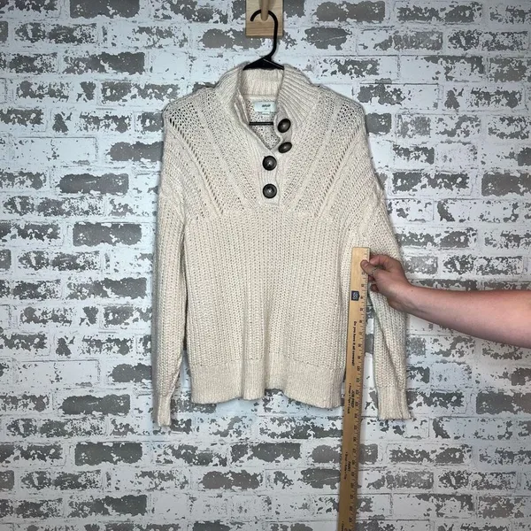 Aerie | women cream knitted Henley sweater - Image 7
