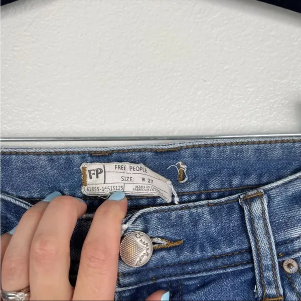 Free People Womens Mid Rise Distressed‎ Blue Jeans Sz 27 - Image 2