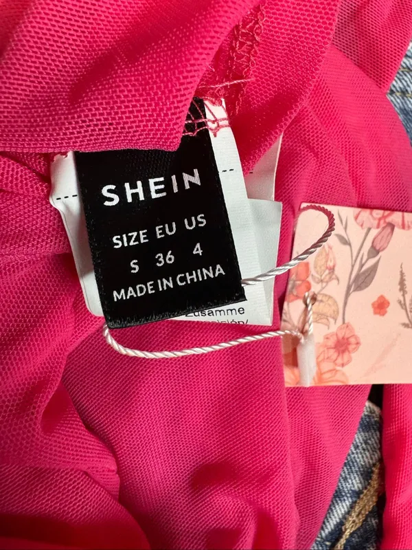 SHEIN Hot Pink Sheer Mesh Mock Neck Long Sleeve Crop Top Womens Small NWT - Image 5