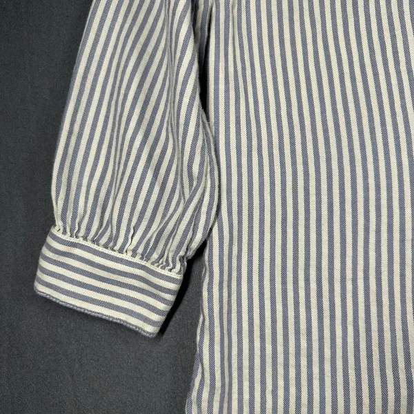 Aerie Tunic Blouse Womens Large Blue White Stripe Ruffle V Neck 3/4 Sleeve - Image 6