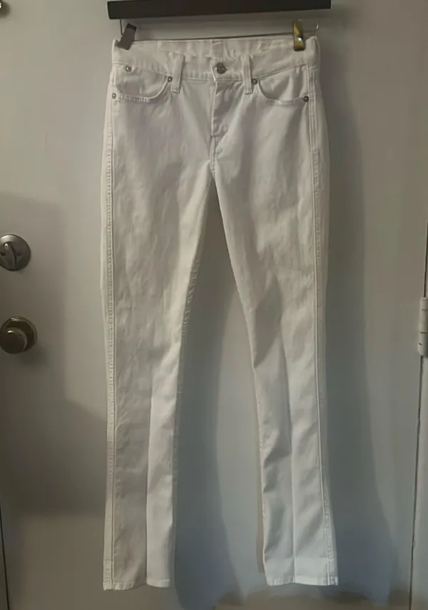 7 For All Mankind 7FAM White Jeans 24 Boho Casual Festival Hippie Minimalist - Image 3