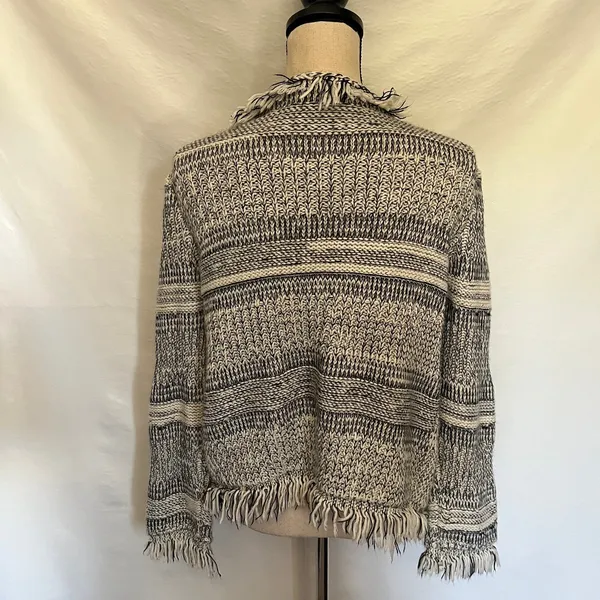 Y2K Dolce Cabo Boho Fringe Cardigan Womens Sz L Festival Hippie Olsen Twin Indie - Image 6