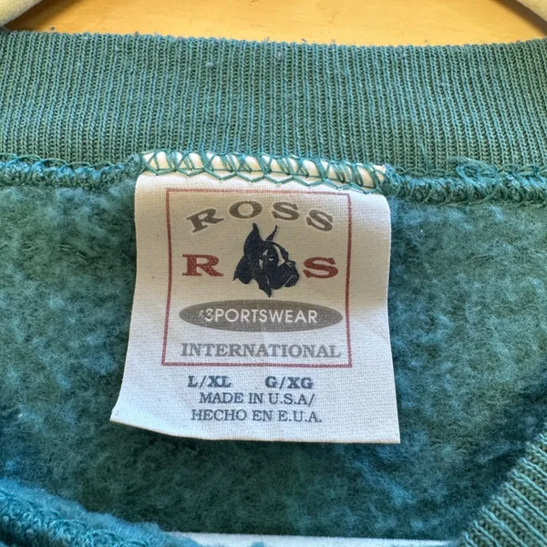 Vintage Ross Sportswear Teddy Bear Plaid Heart Sweatshirt Green USA Made L/XL - Image 6