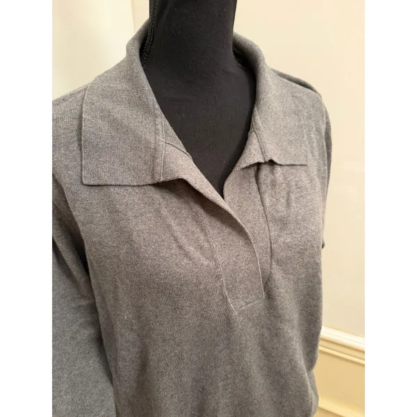 Pact Johnny Collared Polo Pullover Sweater Eco Gray Organic Cotton Minimalist - Image 3