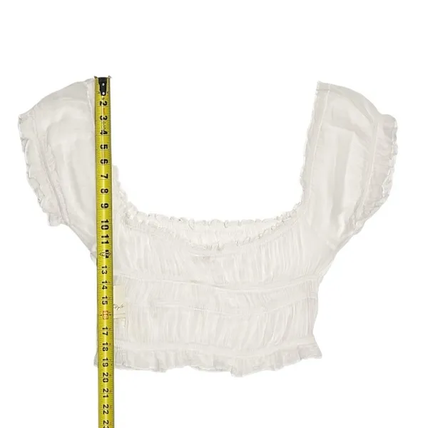 NWT Free People One Cheri Smocked Crop Top Size Large White Off The Shoulder - Image 5