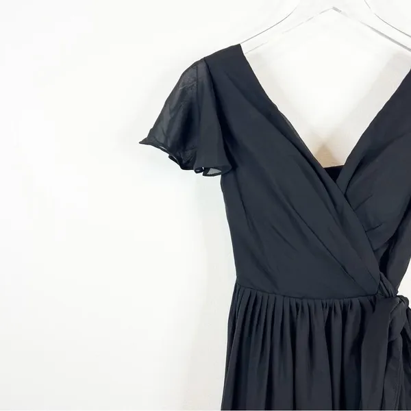 Lavetir Long Chiffon V-Neck Bridesmaid Dress Women's Size 2 Black‎ Slit Formal - Image 4