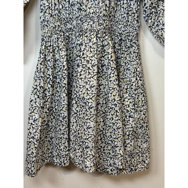 Apiece Apart Dress Womens XS Black Yellow Floral Organic Cotton Mini Summer - Image 6