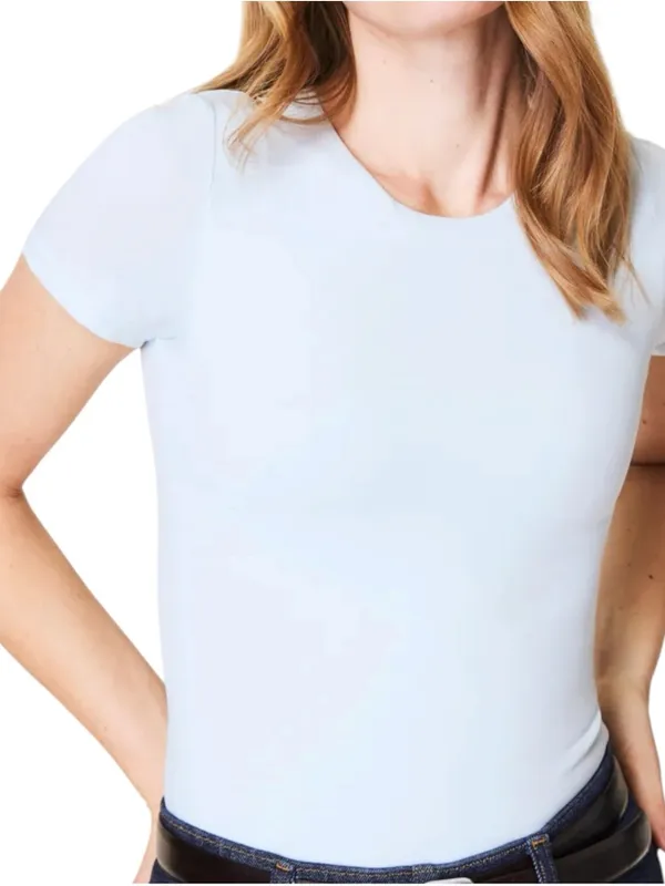 SPANX NWT Size S Light Sky Blue Smoothing Jersey Short Sleeve Crewneck T-Shirt - Image 2
