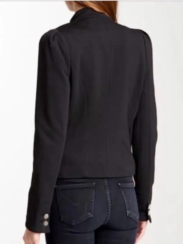 Mischa Barton Mary Jane Cropped Double Breasted Blazer Jacket Black - Image 5