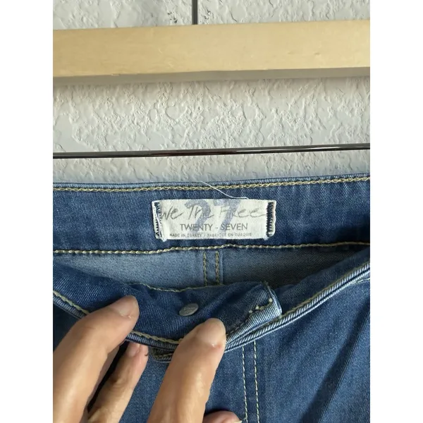 WE THE FREE Women's Just Float On Flare Jeans 27 High Rise Raw Hem Boho Festival - Image 9