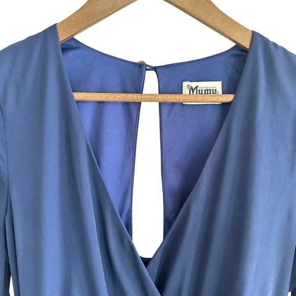 Show Me Your Mumu Rocky Romper Navy Blue Long Sleeve Ruffle Hem‎ Medium MF5-04 - Image 10