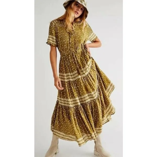 NWOT Free People Rare Feelings Tiered Printed Maxi Dress Women's Sz. XS - Image 2