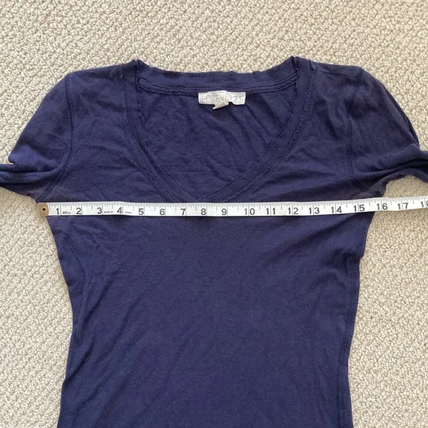 Bella Swan Fitted Long Sleeve Shirt Navy Blue Y2K Indie Sleaze V-Neck Cotton S - Image 5