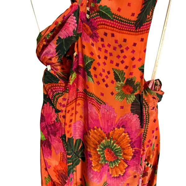 Farm Rio Blooming Garden Floral Print One Shoulder Cut Out Cocktail Maxi Dress M - Image 9