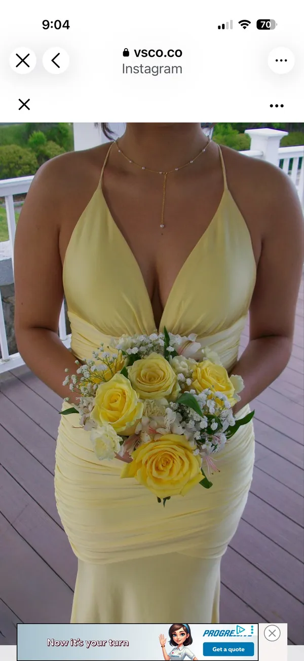 Lady Black Tie Prom Dress Yellow Size XS - Image 6