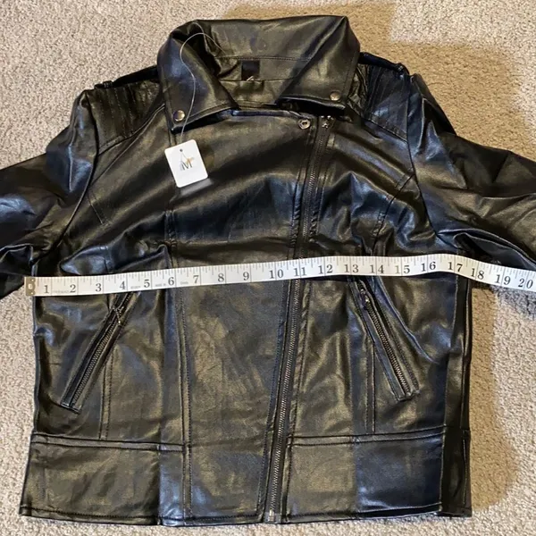 Women’s Black Faux Leather Jacket M Lil Peep NWT - Image 6