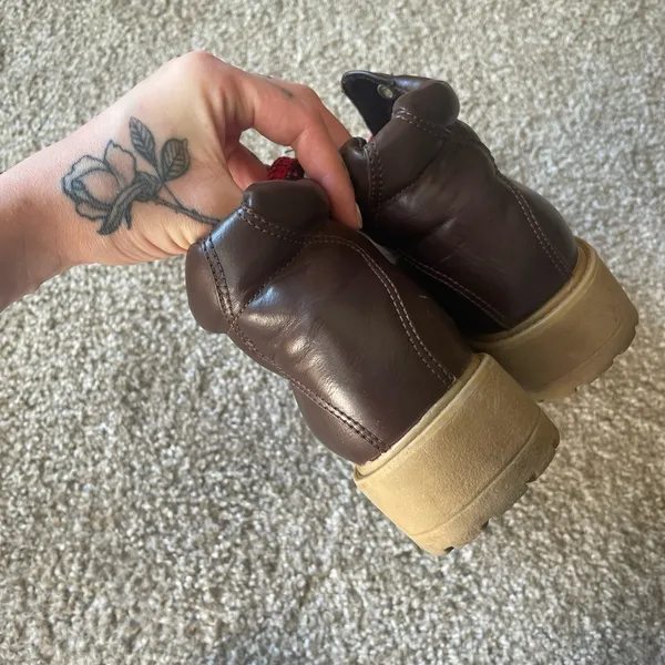 Brown Faux Leather Ankle Booties - Image 4