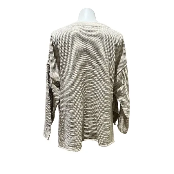 Free People Women's Henley Sweater Beige Medium Long Sleeve Relaxed Fit - Image 3