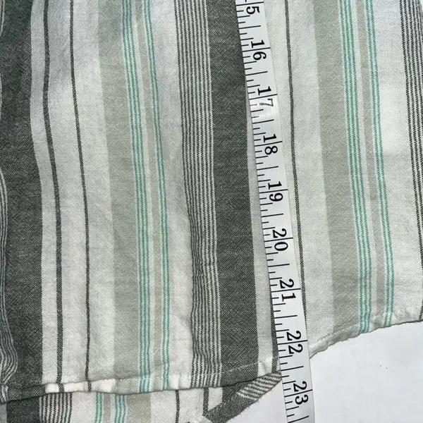 a.n.a Gray and Light Green Striped Linen V-Neck Pullover Blouse Women’s Size XS - Image 13