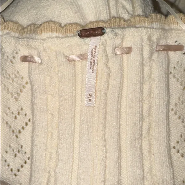NEW FREE PEOPLE Heart Of Gold Long Sleeves knitted Midi Dress in Egret ivory M - Image 8