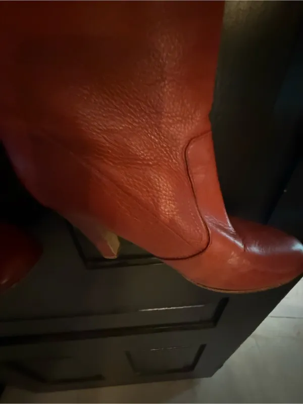 Aldo Tall Leather Heeled Boots in Red - Image 4