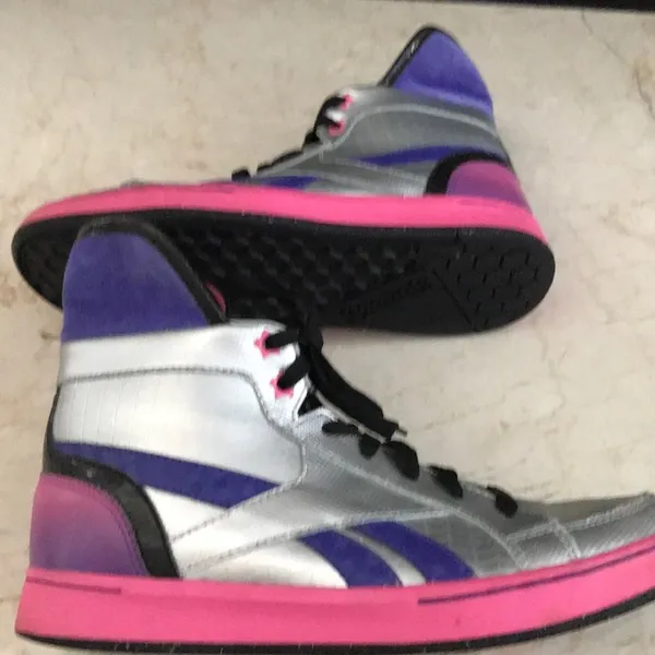 Retro Reebok hightop silver sneakers pink & purple - Image 5