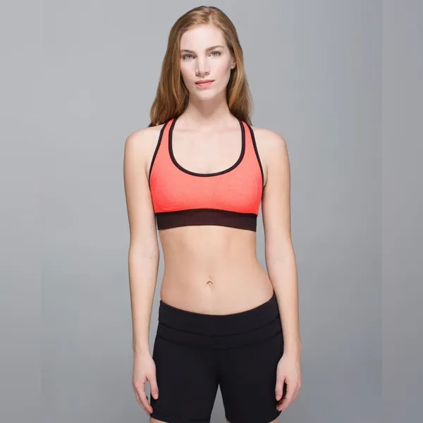 Lululemon Ebb & Flow Racerback Bra Reversible Heathered Electric Coral Size 4 - Image 6