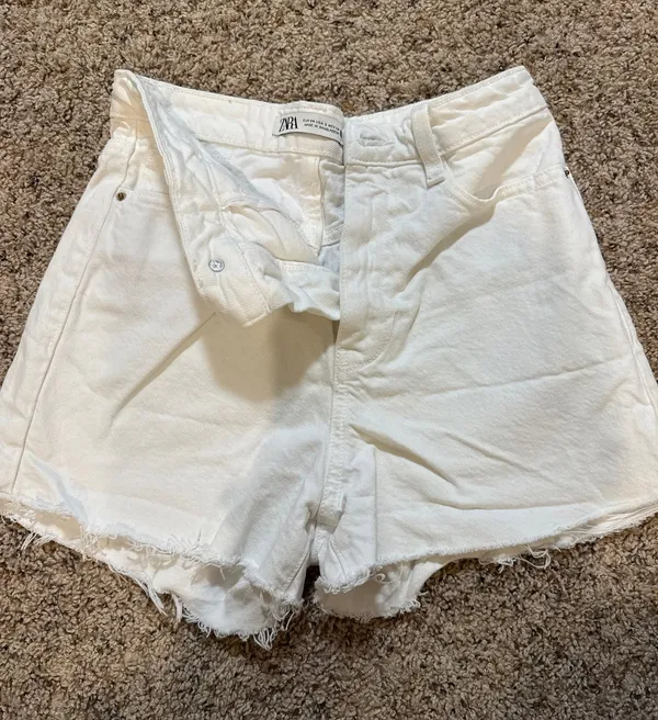 ZARA White Denim Shorts - Image 2