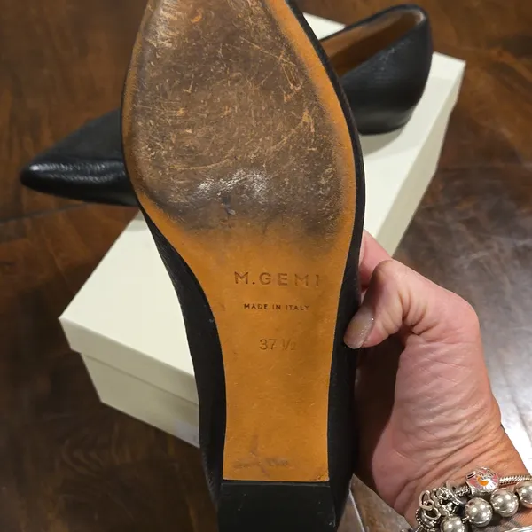 Black Pointed Toe Leather Flats - Image 3
