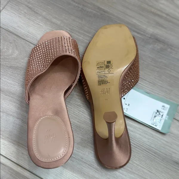 H&M studded nude sparkle open toe heels NEW size 8 - Image 5