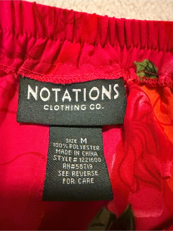Notations Floral Red Ruffle-Hem Midi Skirt - Image 3