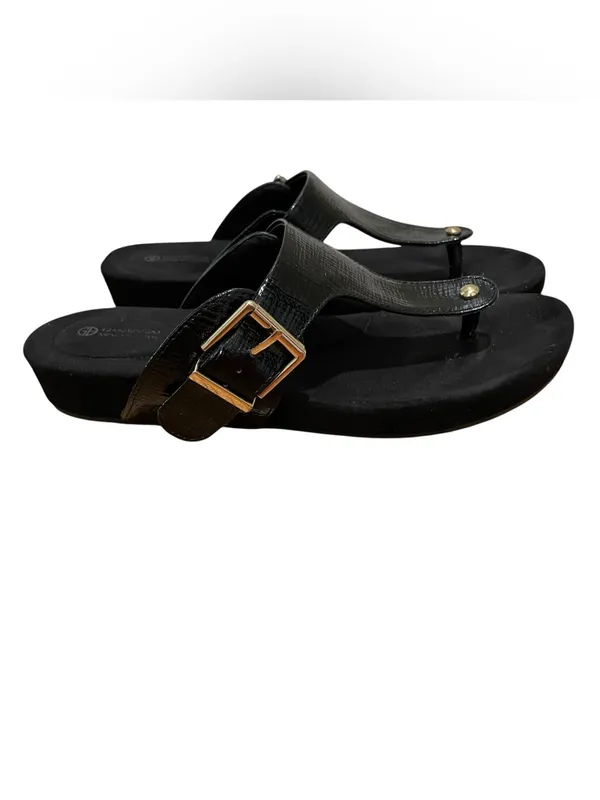 Giani Bernini Rivver Buckle Thong Sandals Black Womens Size 8.5 Comfort Slides - Image 6