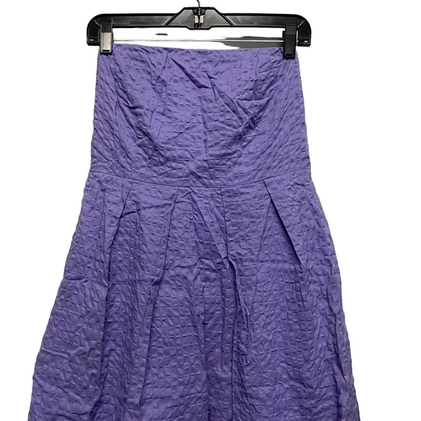 J. CREW Purple Strapless‎ Geometric Women's 10 Textured Cotton w/ Pockets Dress - Image 5